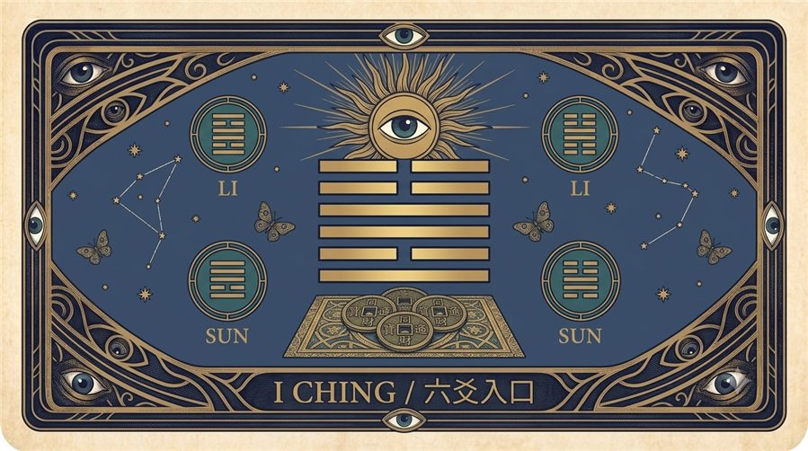 I Ching hexagram and coins